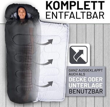 Сплячий мішок 3-4 сезони (360GSM / 2кг), водовідштовхуючий, придатний для прання, ковдровий спальний мішок для відпочинку на природі та вдома, кемпінгу, подорожей, трекінгу - ідеальний компаньйон для активного відпочинку