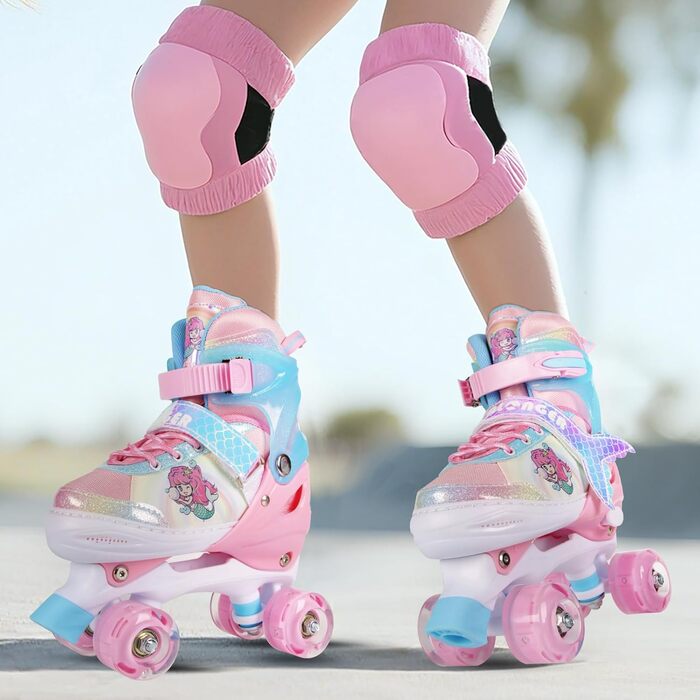 Дитячі ролики Kinder - регульовані, рожеві, для дівчаток та хлопчиків, 4 розміри, для початківців, для залу та вулиці (36-40 EU)