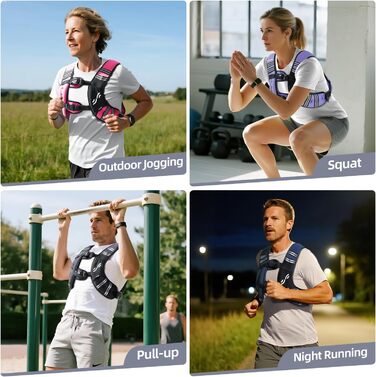 Жилет утяжелитель Sportneer з світловідбиваючими смугами для важкої атлетики, бігу та фітнесу 3.6/5.4/6.8/9/11 кг, регульований розмір, чорний