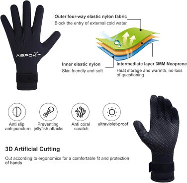 Водонепроникний гідрокостюм ABPOK, 5 мм, з терморукавичками, антиковзаюча підошва, регульований пояс, для снорклінгу, плавання, дайвінгу, водних видів спорту, чоловічий та жіночий, XL