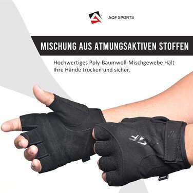 Фитнес рукавички AQF для силових тренувань, бодібілдингу, важкої атлетики, тренувань у залі, чоловічі та жіночі, чорні, XL