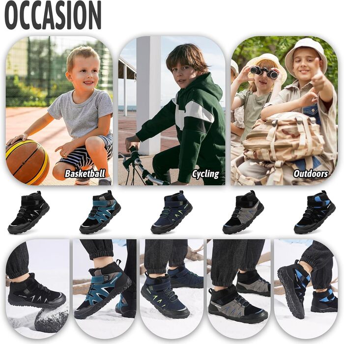 Дитячі зимові чоботи Littleplum для хлопчиків. Зимові шкарпетки-чоботи, теплі, з підкладкою, для снігу, трекінгові. Розмір 39 EU, чорний колір.