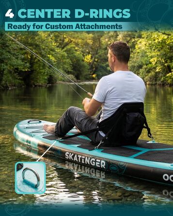 Надувне SUP дошка Skatinger 335 x 86,4 см, 190 кг, для 2 осіб, з веслом та ременем, зелена