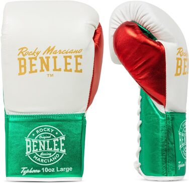 Боксерські рукавички BenLee Typhoon з натуральної шкіри (10 oz, білі/зелені/червоні)
