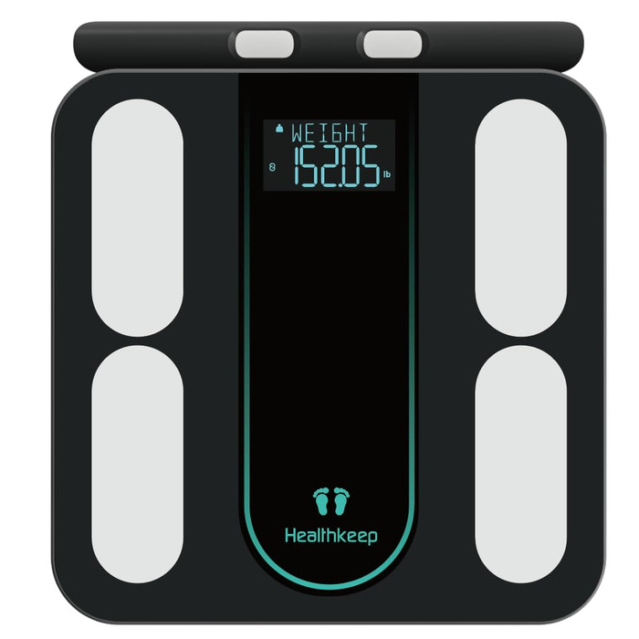 Цифрова вага для тіла з Bluetooth, аналіз складу тіла, 18 показників, BMI, м'язова маса, APP, 8 електродів