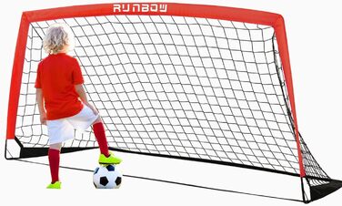 Дитячі ворота для футболу RUNBOW 1,8 x 1,2 м, портативні, з сумкою для перенесення (червоні)