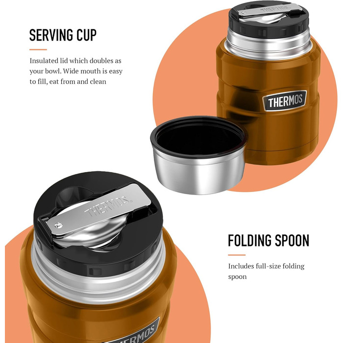 Термос для їжі з кришкою Thermos SK3000, нержавіюча сталь, коричневий, 470 мл