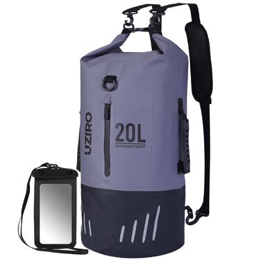 Водонепроникний рюкзак UZIRO 20L, Dry Bag, сірий колір