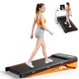 Домашня бігова доріжка JAGJOG Walking Pad з автоматичним нахилом 16%, Bluetooth-динаміками, колір: ебенове дерево