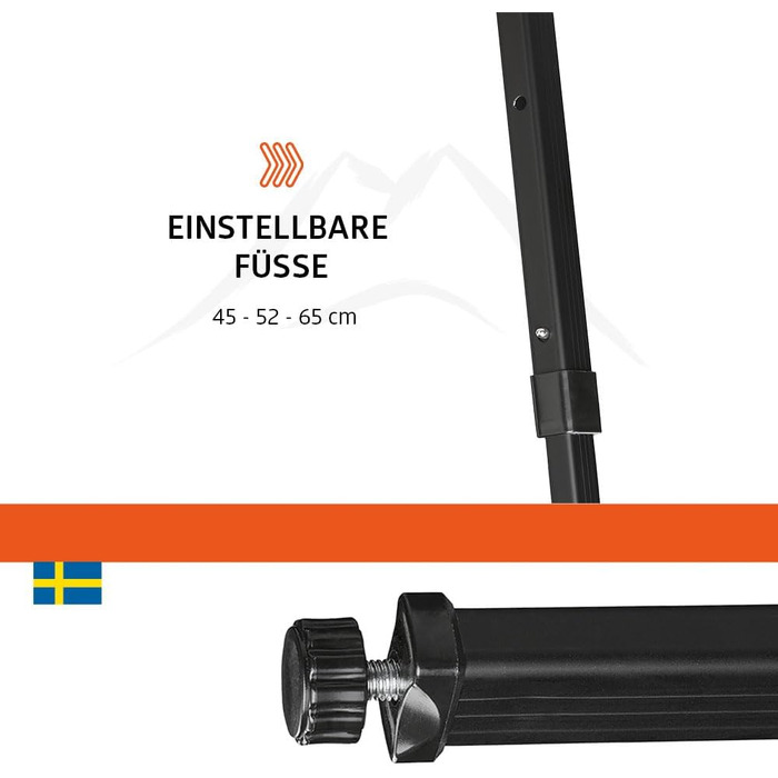 Зручний складаний садовий/кемпінговий столик Campout з бамбуковою полицею (65x50x65 см), 3 положення висоти, з сумкою