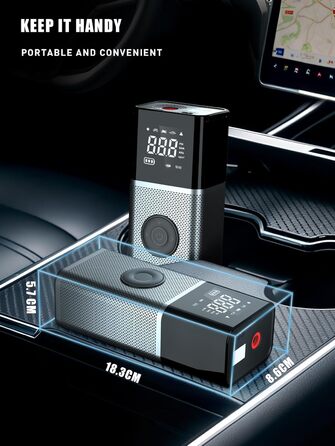 OneAmg електричний насос-компресор 6000мАг USB, 150PSI/10,3Бар, 12В/120Вт, портативний для велосипедів, авто, мотоциклів, м'ячів, з LED-підсвіткою і 5 режимами накачування