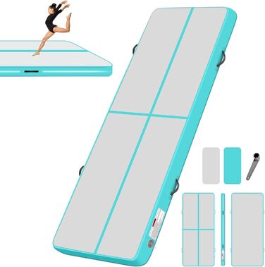 Надувний килимок для гімнастики BPB з електронасосом. 10 футів. Килимок для акробатики та тренувань. Підходить для дому, спортзалу, челедингу, йоги, пілатесу, бойових мистецтв, пляжу та водяних розваг. Розмір: 300x100x10 см