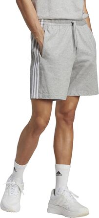 Чоловічі повсякденні шорти adidas Essentials French Terry 3-Stripes, сірі (Medium Grey Heather/White), розмір M