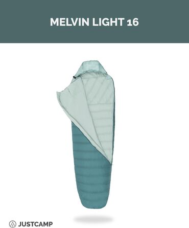 Спальник Justcamp Melvin Light 3 сезони (до 200 см) - для кемпінгу, подорожей, туризму - м'ятний колір