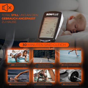 Велотренажер Bonplus BP - Indoor Fitness Bike з регулюванням навантаження та пульсометром, висота сидіння 76-98 см, маховик 10 кг