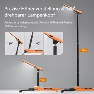 LED прожектор на штативі, 1500LM, 3 кольори світла (3000K/4500K/6000K), IP54, для відпочинку, DIY та майстерні