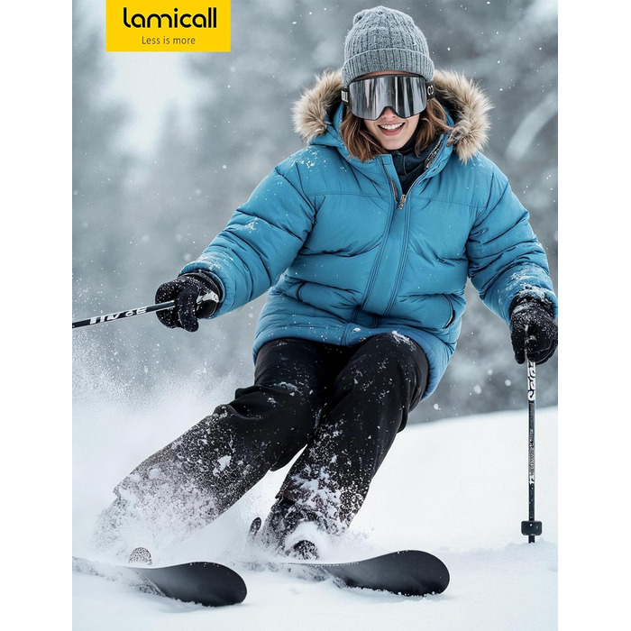 Ламiкалл Скi-окуляри для жінок, сноуборд окуляри для чоловіків - [Патентна антизапаржувальна технологія] Дзеркальні скі-окуляри для носіїв окулярів, захисні окуляри для сноуборду Ultra HD, снігові окуляри UV400 з захистом від відблисків - чорна рамка - ср