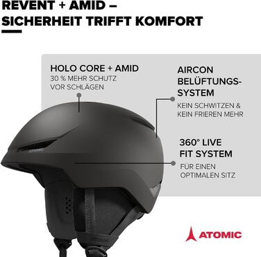 Шолом Atomic Revent Lite для гірськолижного спорту та сноубордингу, чорний, 59-63