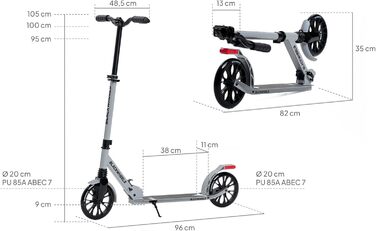 Самокат міський BLACKWHEELS Zoom City-Scooter 200мм, алюмінієвий, складний, з амортизатором, регульований кермо, бежевий