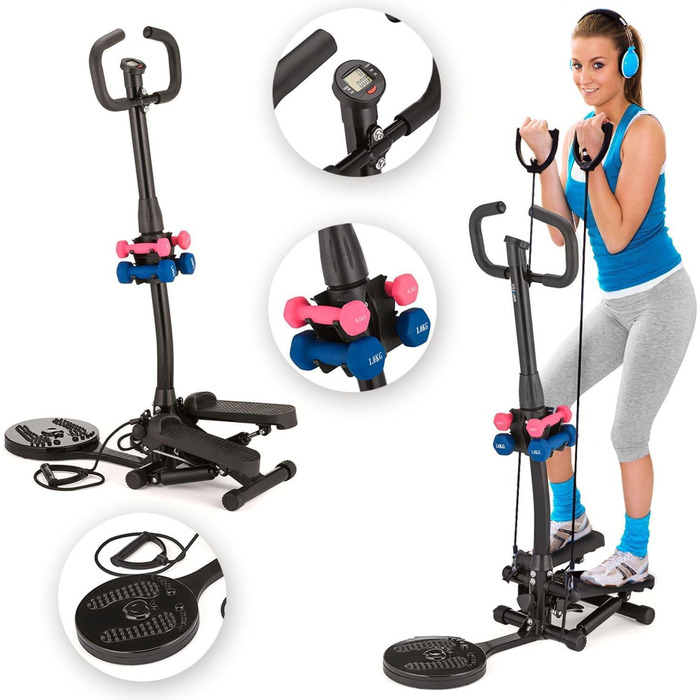 Степпер Gymtek з кермом, еспандерами, гантелями і твістером, LCD-дисплей