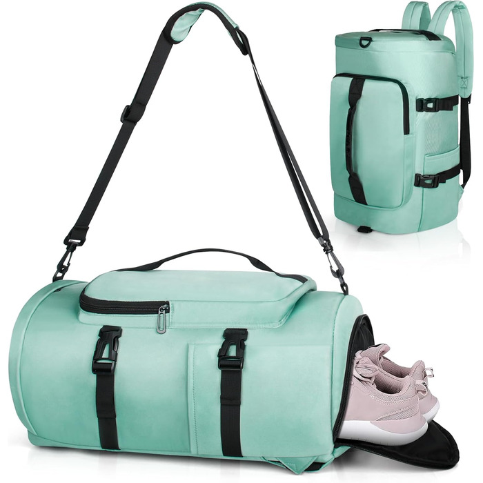 Спортивна сумка для чоловіків та жінок, 30L. Рюкзак з відділенням для взуття та мокрих речей. Ідеально для плавання, спорту, йоги, футболу (зелена, 30L)