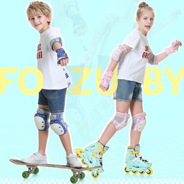 Захисний комплект Forzueby для дорослих і дітей: наколінники, налокітники, захист зап'ясть, 6 в 1, розмір L, чорний, для роликів, скейтборду, самоката, BMX