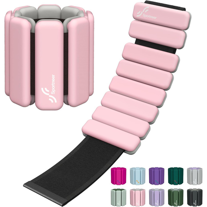 Набір обтяжувачів для ніг Sportneer 2шт (0,5 кг та 1 кг) для йоги, танців, аеробіки (рожевий)