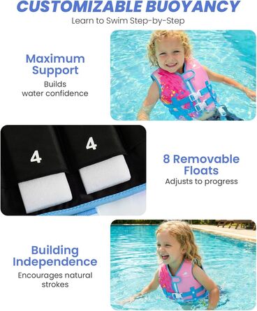 Дитячий жилет для плавання Gogokids для малюків 1-5 років (15-30 кг), рожевий