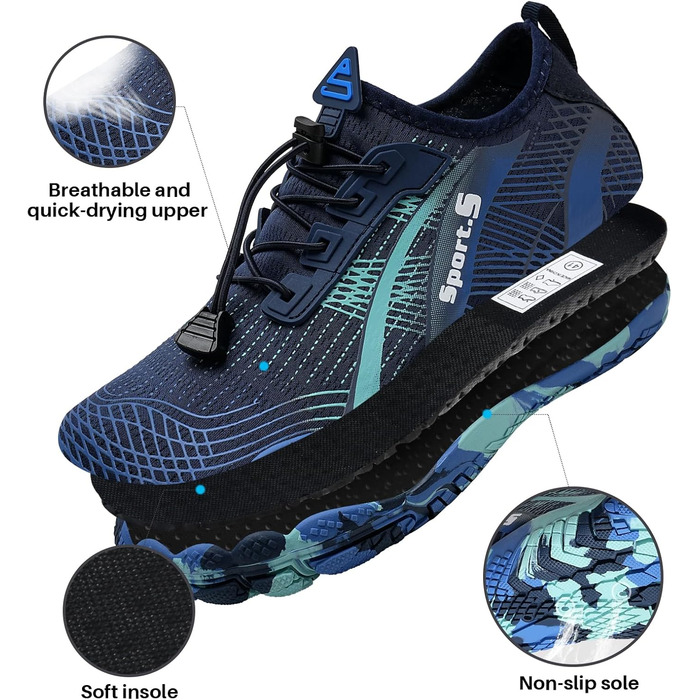 Легкі аквашузи IceUnicorn для фітнесу, пляжу та плавання (36 EU, блакитний)