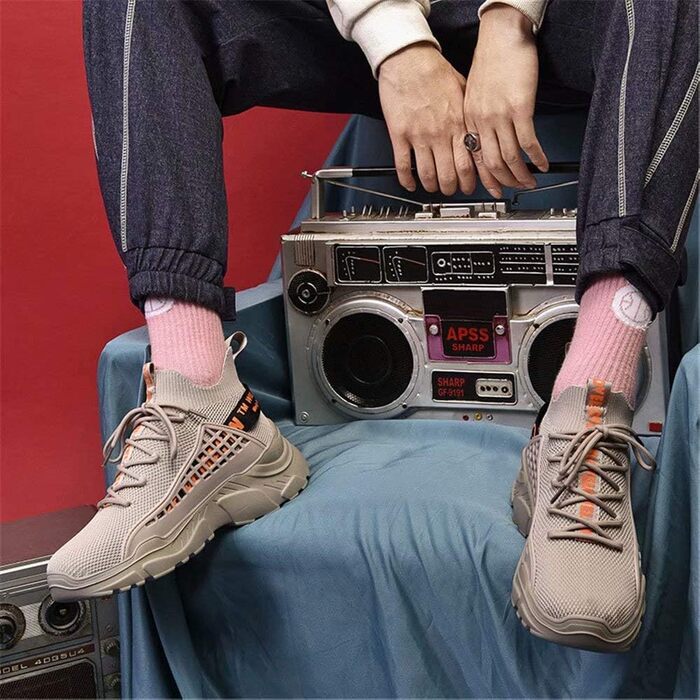 Чоловічі кросівки FUSHITON: дихаючі спортивні кросівки, легкі, повсякденні, для бігу по місту, стильні, фітнес, колір бежевий, розмір 43 EU