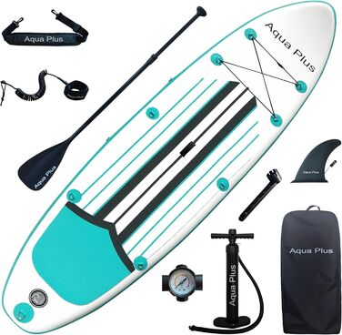 Надувна SUP-дошка Aqua Plus 15 см для всіх рівнів, комплект: весло, помпа, рюкзак, ремінець, для молоді та дорослих