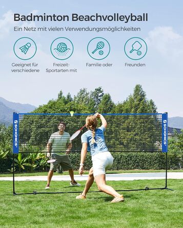 SONGMICS М'язова сітка для бадмінтону та волейболу, регульована висота, 3 м, блакитна