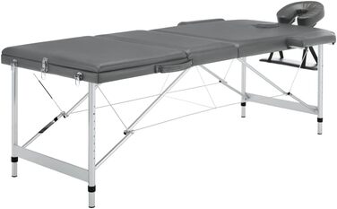 Масажний стіл vidaXL 3-зонний, алюмінієвий, антрацит, 186x68 см, регульований, з сумкою для перенесення — масажна, косметологічна, терапевтична кушетка
