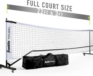 Портативна сітка для піклболу Franklin Sports 6,7 м з колесами та сумкою для транспортування, офіційний розмір, для вулиці
