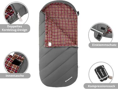 Сплячий мішок KingCamp Freespace 250 Winter з бавовни, -8°C, сірий (Slate Grey)