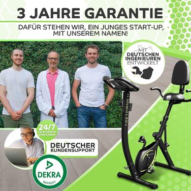 Складаний велотренажер Tretmann NEU 3в1 для дому, надзвичайно тихий і комфортний, SoftFoam, DEKRA, з низькою рамою, для домашнього фітнесу до 195 см