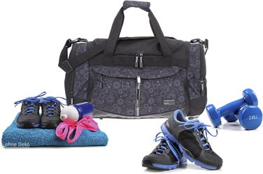 Сумка для фітнесу та подорожей ALESSANDRO/ELEPHANT Mate, 55 см, 45 л, чорна з сірими квітами