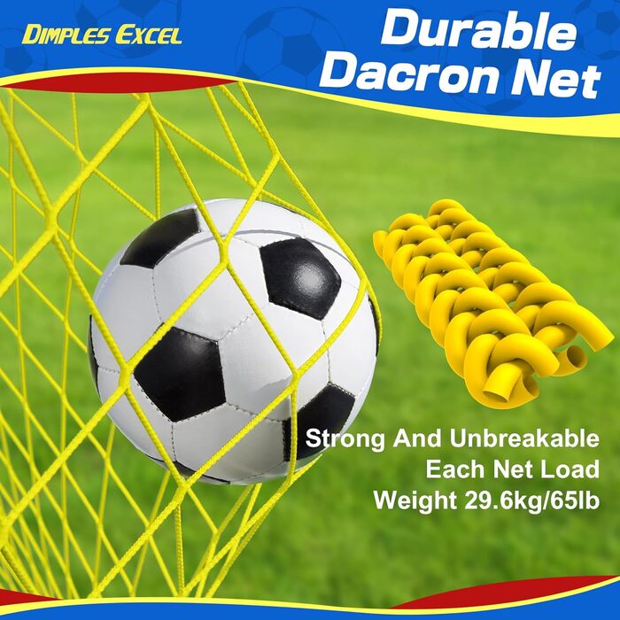 Футбольні ворота Dimples Excel для саду та вулиці, сітка 5x3,6 фути, синьо-жовті, для тренувань