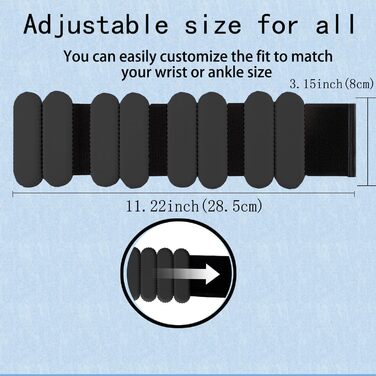 Регульовані вантажні манжети для зап'ястя та щиколоток, комплект для тренувань, ходьби, бігу, йоги, аеробіки, пілатесу, вантажне ремінь, фітнес-браслет, чорний