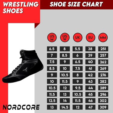 Боксерські кросівки Nordcore Mat Ace - Легкі кросівки для бойових мистецтв та важкої атлетики - для чоловіків та жінок, 39 EU, Чорний