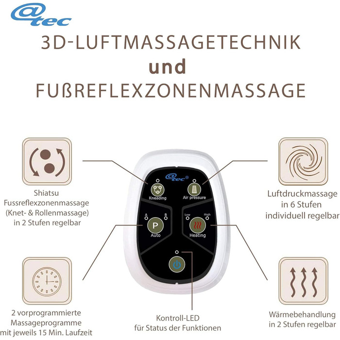Масажер для ніг Fuss-fit-Maxx з 3D повітряною масажною технологією та функцією нагріву, для рефлексотерапії стоп, з пультом ДК, до 44 розміру взуття