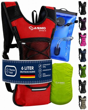Рюкзак гідратор SASMO® для бігу (синій) 6л з термокишенею та 2л пляшкою | Легкий рюкзак-гідратор для бігу, велоспорту з світловідбиваючими елементами