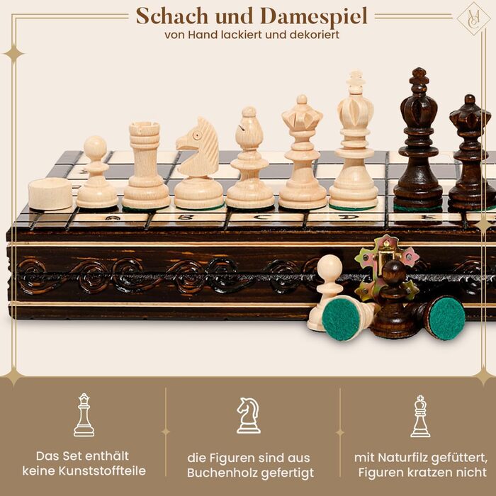 Набір для турнірного шахів №3 | Master Of Chess | Шахи з дерева, преміум-якість, 35 см | Класичний набір Staunton та шахове поле для дорослих та дітей (2 в 1, 35x35 см)