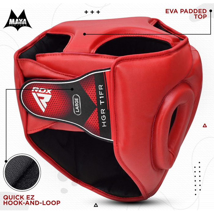 Боксерський шолом RDX з гратами, захист носа, Maya Hide шкіра, для боксу, MMA, кікбоксингу, муай-тай, тхеквондо, XL, червоний