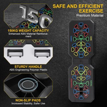 Flintronic Тренажер для віджимань 12 в 1: Розкладний, портативний, для всього тіла. Fitness Board для ефективних віджимань