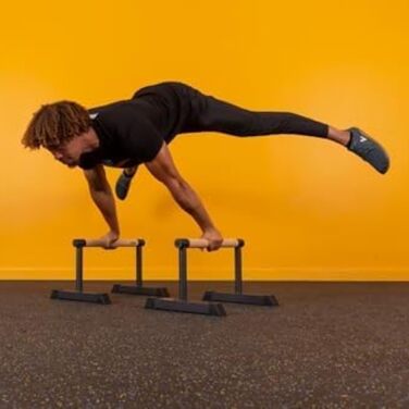 Паралелепити Gravity Fitness з дерев'яними ручками – середні, для стабільного утримання під час калістеніки, тренувань з власною вагою, гімнастики, домашнього спортзалу та фітнес-клубу