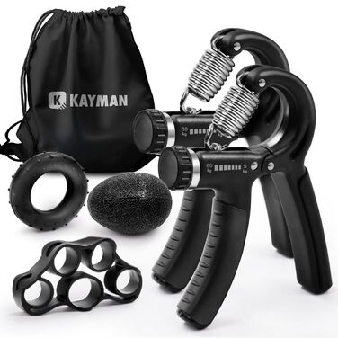 Kayman Griffstärker (5 шт) - Регульований тренажер для рук, передпліччя та кистей, чорний