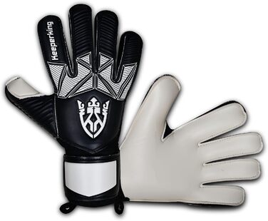 Воротарські рукавички Keeperking для дітей, юніорів та дорослих. Без пальців, 4 мм, латекс, унісекс, чорно-білі (3)