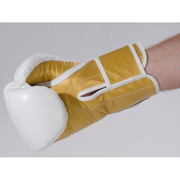 Боксерські рукавички KWON KO Champ 10oz золоті/білі, шкіра, для кікбоксингу