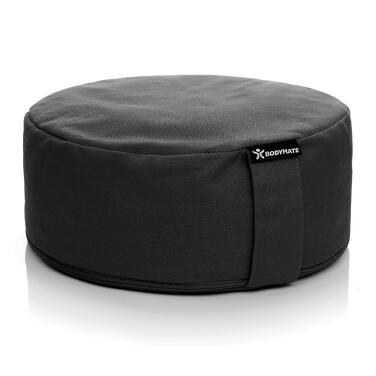 Йога подушка BODYMATE кругла 31см, 13см, з наповнювачем з лушпини гречаної, знімний чохол 100% бавовна, для медитації та сидіння, чорна